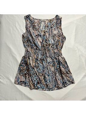 3/ $20 Banana Republic Abstract Print Smocked Peplum Blouse S